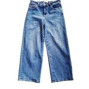 Zara Womens Wide-Leg Cropped Jeans Size 6 Medium Wash Denim Made In Bangladesh